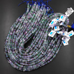 Natural Green Purple Fluorite Smooth Rondelle Beads 6mm 8mm 15.5" Strand