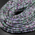 Natural Green Purple Fluorite Smooth Rondelle Beads 6mm 8mm 15.5" Strand