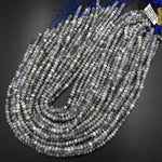 Faceted 4mm 5mm Natural Labradorite Rondelle Beads 15.5" Strand