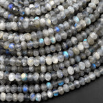 Faceted 4mm 5mm Natural Labradorite Rondelle Beads 15.5" Strand