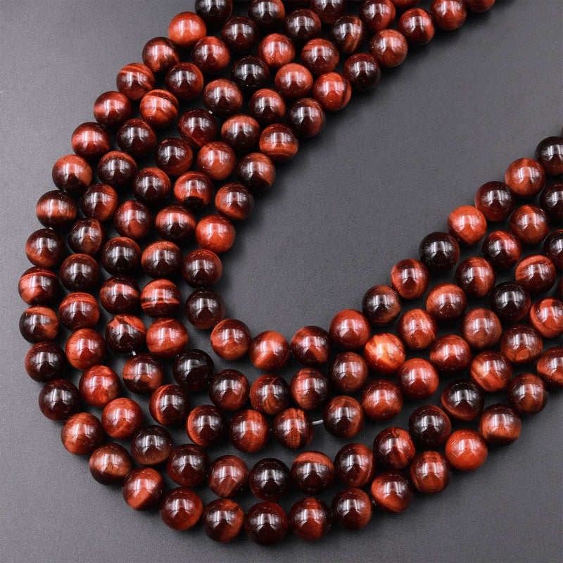 Natural Red Tiger's Eye Beads Smooth Round 6mm 8mm 10mm 15.5" Strand