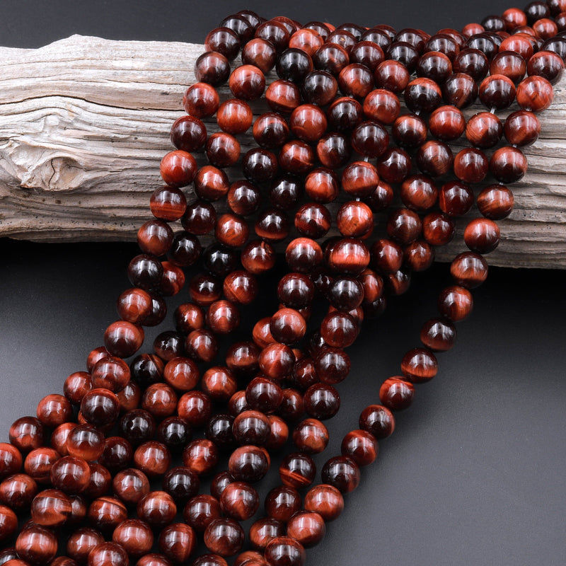 Natural Red Tiger's Eye Beads Smooth Round 6mm 8mm 10mm 15.5" Strand
