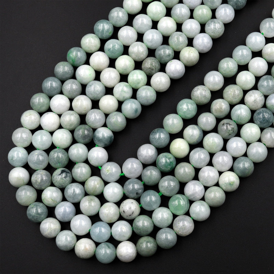 Natural Burma Green Jade 4mm 6mm 8mm Smooth Round Beads Real Genuine Natural Green Jade 15.5" Strand