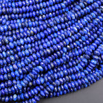 Faceted Natural Blue Lapis 6mm Rondelle Beads High Quality Gemstone 16" Strand
