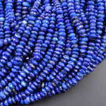 Faceted Natural Blue Lapis 6mm Rondelle Beads High Quality Gemstone 16" Strand