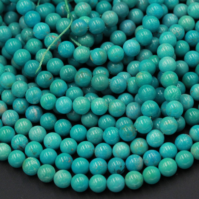Natural Blue Green Turquoise 6mm Round Beads Highly Polished High Quality Real Genuine Turquoise Spheres Gemstone 16" Strand