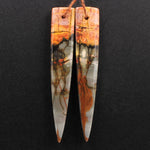 Natural Red Creek Jasper Dagger Earring Pair Cabochon Cab Drilled Long Dagger Matched Gemstone Bead Pair Aka Multicolor Picasso Jasper