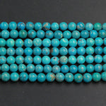 Natural Blue Turquoise 6mm Round Beads Highly Polished High Quality Real Genuine Vibrant Blue Turquoise Spheres Gemstone 16" Strand