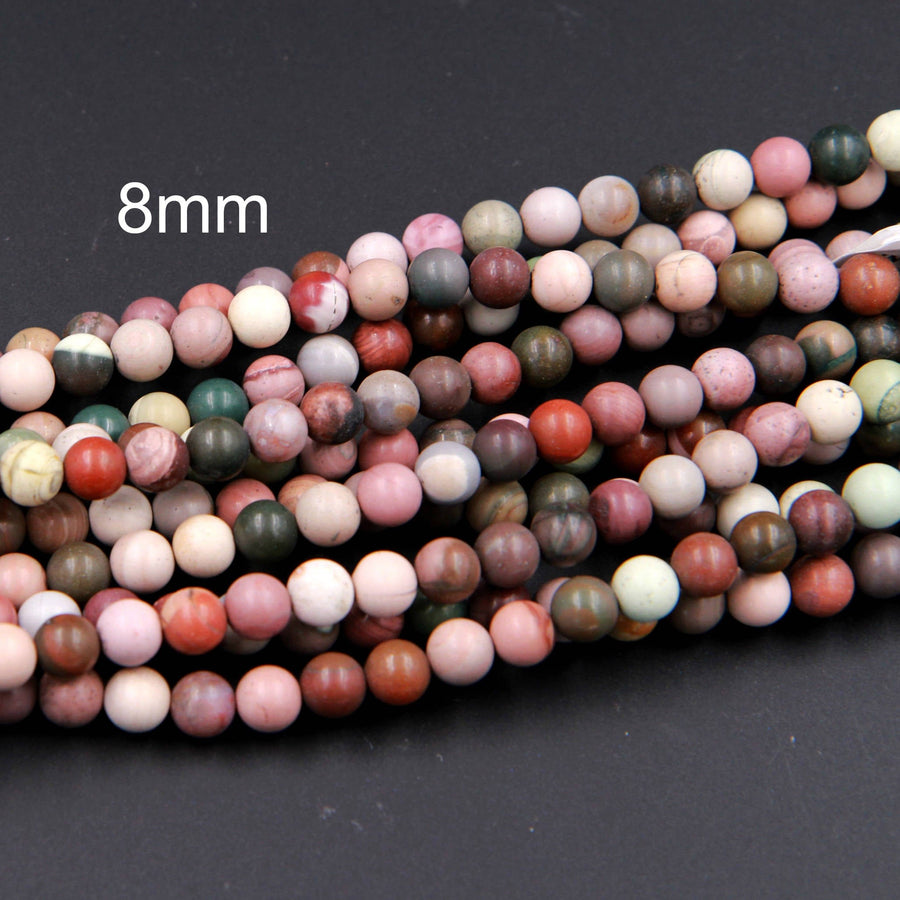 Real Genuine Natural Mexican Imperial Jasper 4mm 6mm 8mm Matte Finish Round Beads 16" Strand