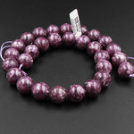 AAA Natural Maroon Purple Lepidolite 12mm Round Beads Organic 100% Genuine Lepidolite Gemstone 16" Strand