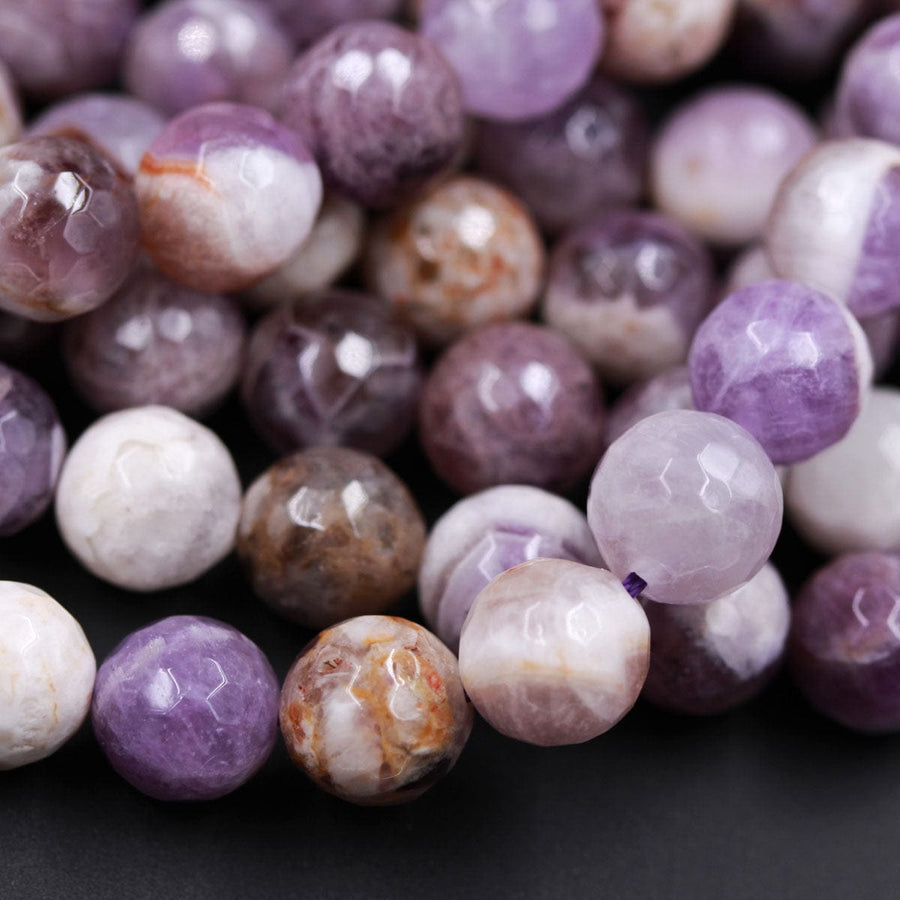 Natural Chevron Amethyst Beads Faceted 6mm Round Beads Faceted 8mm Round Beads Faceted 10mm Round Beads 16" Strand