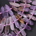 Double Terminated Ametrine Points Beads Center Drilled Genuine Natural Ametrine Focal Pendant Bead 16" Strand