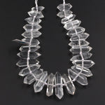 Rock Crystal Quartz Beads Faceted Double Terminated Pointed Tips Large Drilled Healing Natural Quartz Crystal Focal Pendant Bead 16" Strand