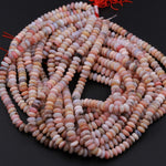 Natural Peruvian Pink Opal Rondelle Beads 8mm x 4mm Saucer Center Drilled Disc Nugget High Quality 16" Strand