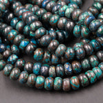 Rare Natural Shattuckite Rondelle 6mm x 4mm  Beads Natural Chrysocolla Azurite Rondelle Gemstone 16" Strand