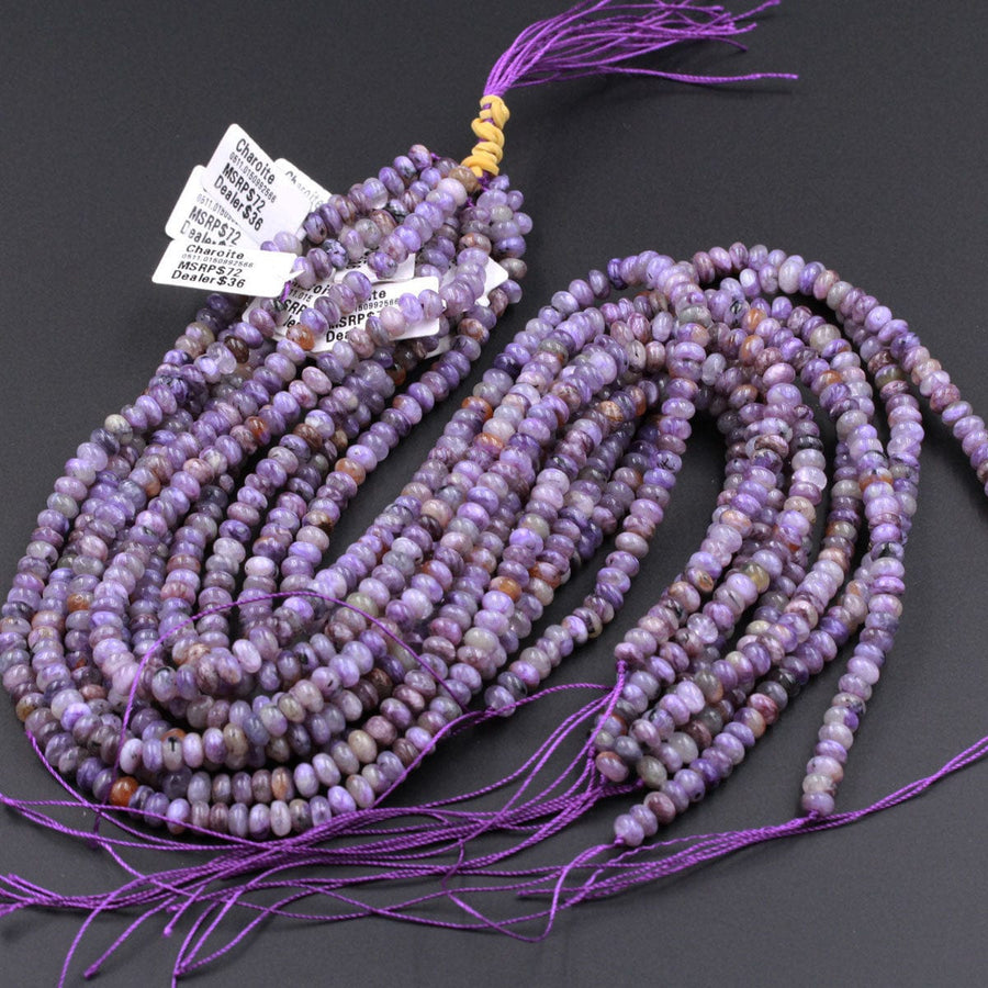 Natural Charorite Rondelle Beads High Quality Purple Russian Charoite 6mm Rondelle beads Natural Purple Gemstone 16" Strand