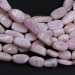 Natural Kunzite Beads Polished Smooth Freeform Long Rectangle Chunky Nuggets Soft Pastel Purple Pink Violet Gemstone Beads 16" Strand