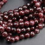 AAA Natural Red Garnet Gemstone Beads Faceted 6mm 8mm Round Beads High Quality Laser Diamond Cut Gemstone 16" Strand