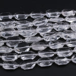 Chunky Faceted Real Natural Rock Crystal Quartz Rectangle Rectangular Bead Flat Nugget Slab Slice Cushion Pendant Focal Beads 16" Strand