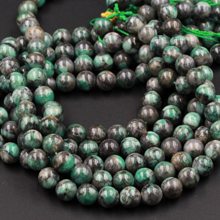 Real Genuine 100% Natural Green Emerald Gemstone Round Beads 9mm 10mm Round Beads 16" Strand