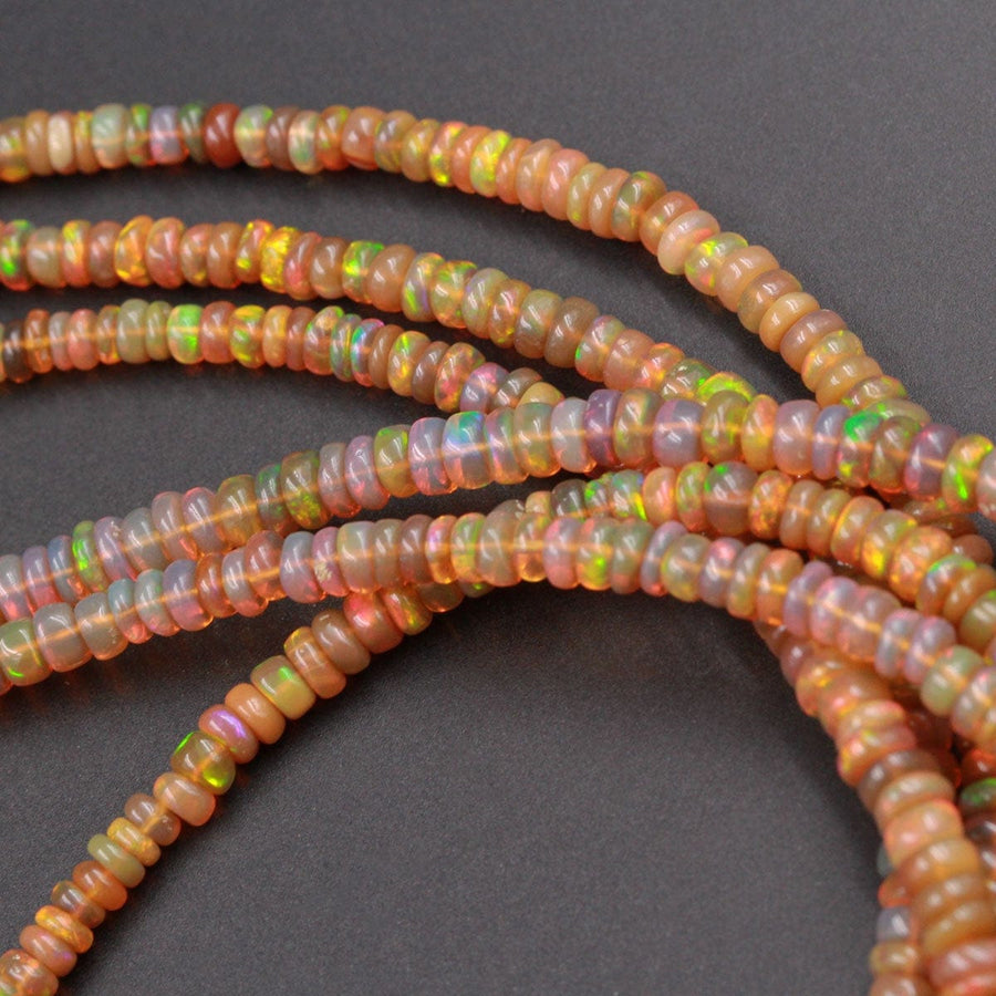 Ethiopian Opal Beads Rondelle Graduating 3mm 5mm AAA Super Flashy Fiery Rainbow Yellow Opal Smooth Rondelle Beads 15.5" Strand