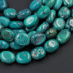 Natural Turquoise Freeform Pebble Nuggets 9mm Genuine Real Stunning Blue Turquoise Gemstone Beads 15.5" Strand