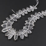 Rock Crystal Quartz Beads Faceted Double Terminated Pointed Tips Large Drilled Healing Natural Quartz Crystal Focal Pendant Bead 16" Strand