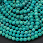 Natural Blue Green Turquoise 6mm Round Beads Highly Polished High Quality Real Genuine Turquoise Spheres Gemstone 16" Strand