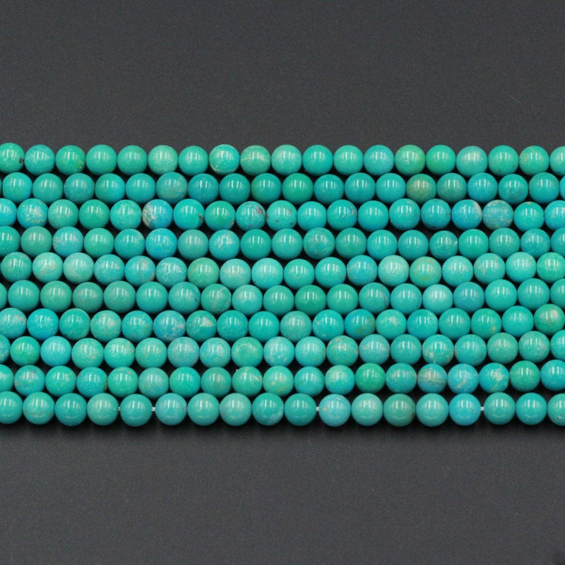 Natural Blue Green Turquoise 6mm Round Beads Highly Polished High Quality Real Genuine Turquoise Spheres Gemstone 16" Strand