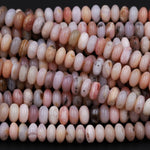 Natural Peruvian Pink Opal Rondelle Beads 8mm x 4mm Saucer Center Drilled Disc Nugget High Quality 16" Strand