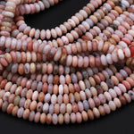 Natural Peruvian Pink Opal Rondelle Beads 8mm x 4mm Saucer Center Drilled Disc Nugget High Quality 16" Strand