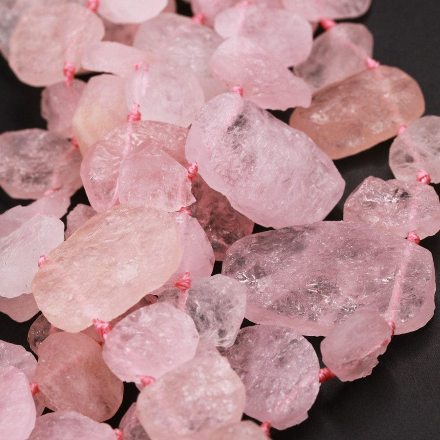 Rough Raw Natural Morganite Beads Petals Pink Aquamarine Beads Freeform Teardrop Hammered Nuggets Organic Cut Beads 16" Strand