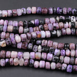 Natural Charorite Beads Purple Russian Charoite 8mm Wheel Rondelle Short Cylinder Tube Barrel Dice Nugget Shape beads 16" Strand