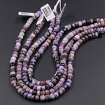 Natural Charorite Beads Purple Russian Charoite 8mm Wheel Rondelle Short Cylinder Tube Barrel Dice Nugget Shape beads 16" Strand