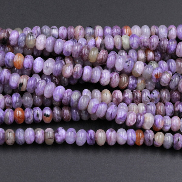 Natural Charorite Rondelle Beads High Quality Purple Russian Charoite 6mm Rondelle beads Natural Purple Gemstone 16" Strand