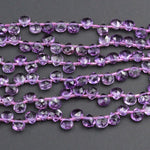 Micro Faceted Small 5mm Natural Purple Amethyst Faceted Teardrop Beads 16" Strand