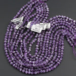 Geometric Cut Star Cut Genuine 100% Natural Amethyst Faceted 6mm Rounded Nugget Beads Strand