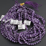 Geometric Cut Star Cut Genuine 100% Natural Amethyst Faceted 6mm Rounded Nugget Beads Strand