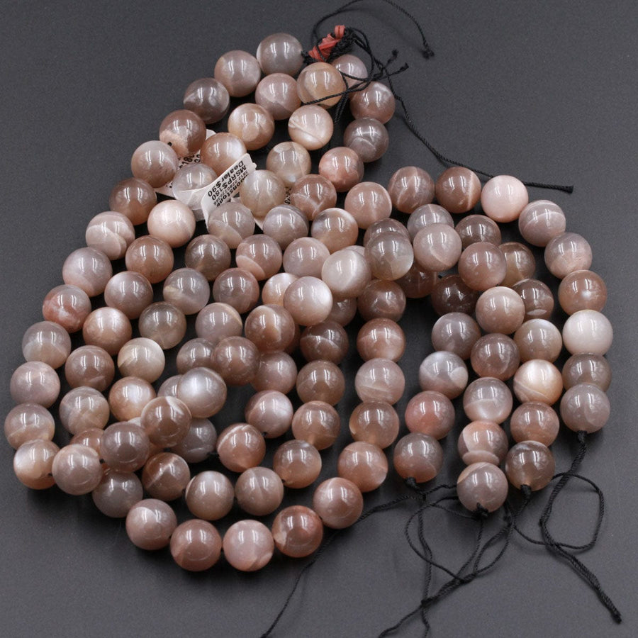 AAA Grade Natural Peach Gray Moonstone 14mm Round Beads High Quality High Polished Large Sphere Ball Gemstone 16" Strand