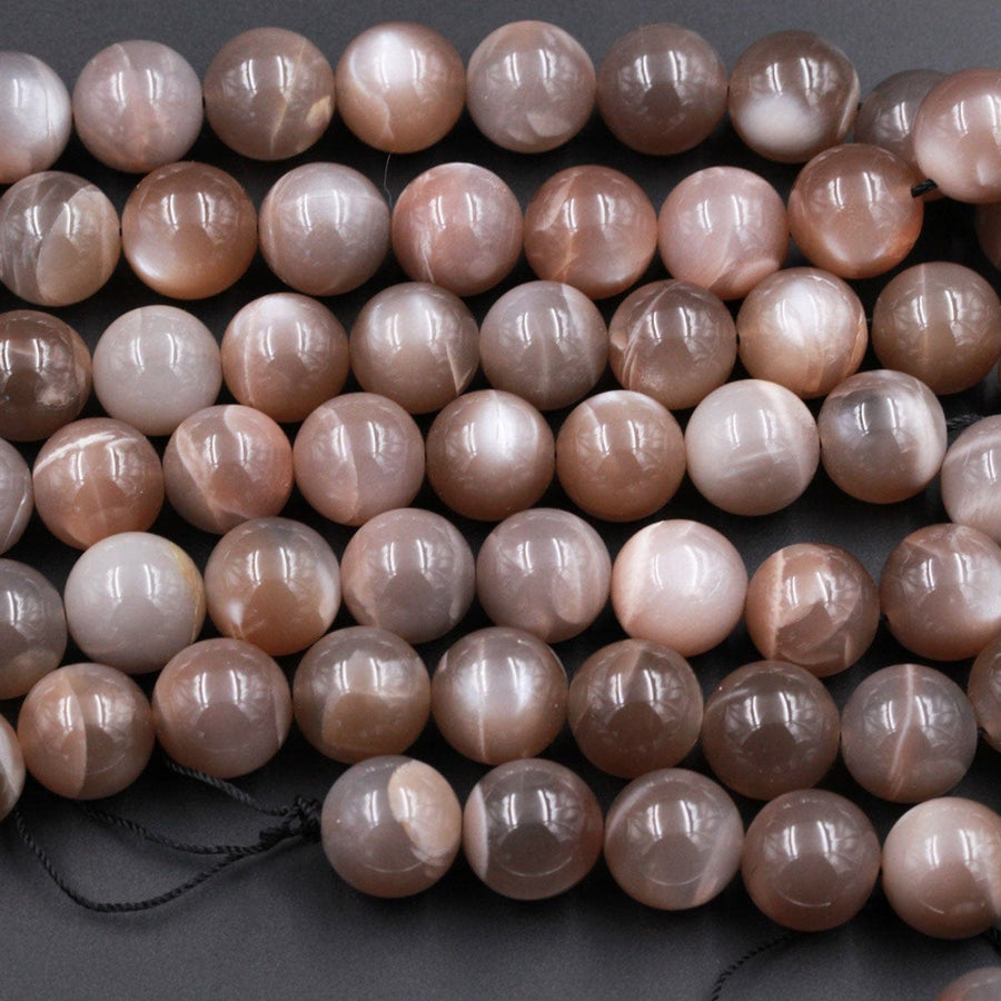 AAA Grade Natural Peach Gray Moonstone 14mm Round Beads High Quality High Polished Large Sphere Ball Gemstone 16" Strand