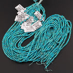 Natural Turquoise 3mm 4mm Round Round Beads High Quality Real Genuine Light Blue Arizona Turquoise 15.5" Strand
