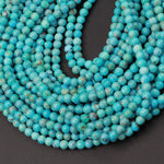 Natural Turquoise 3mm 4mm Round Round Beads High Quality Real Genuine Light Blue Arizona Turquoise 15.5" Strand
