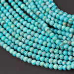Natural Turquoise 3mm 4mm Round Round Beads High Quality Real Genuine Light Blue Arizona Turquoise 15.5" Strand