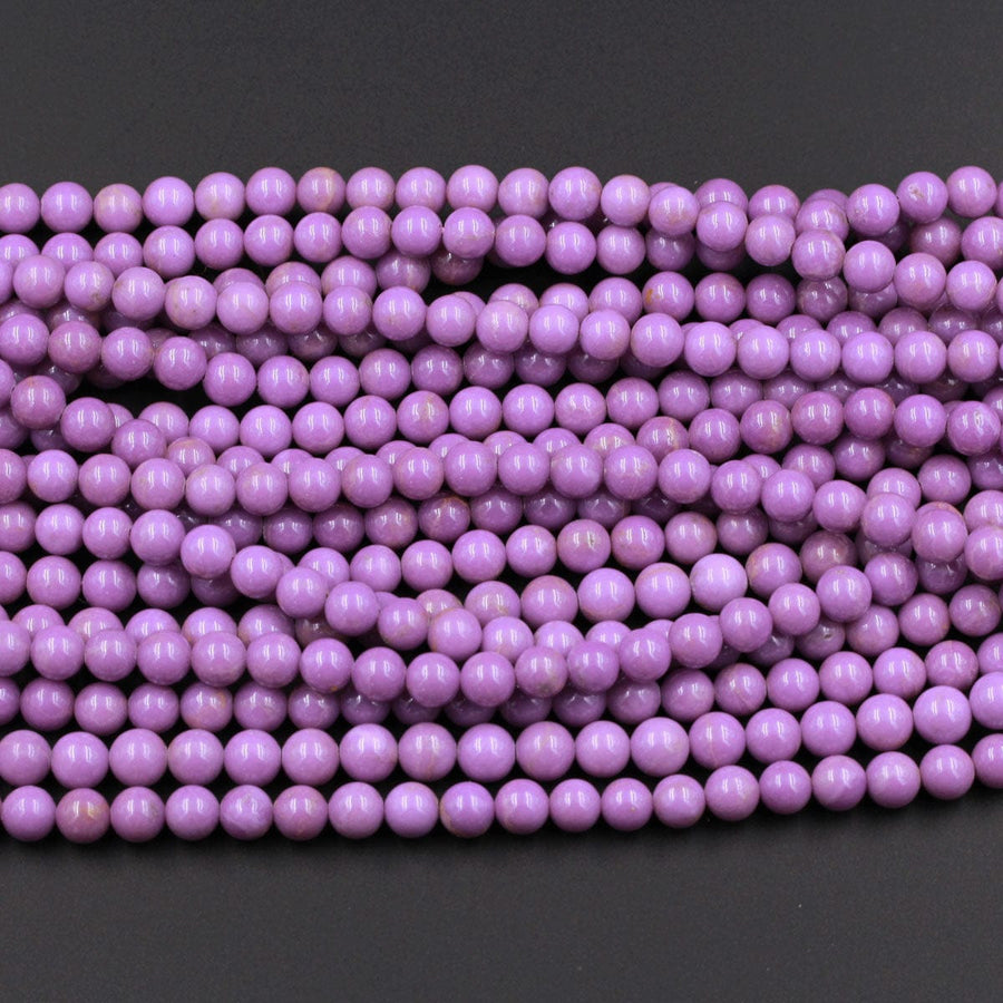 A+ Phosphosiderite Round Beads 3mm 4mm 6mm 7mm 8mm Round Beads Natural Rich Lavender Purple Phosphosiderite High Polish 16" Strand