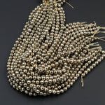 Large Hole Beads Titanium Pyrite Faceted 6mm Round beads Big 2mm Drilled Hole Sparkling Gemstone 16" Strand