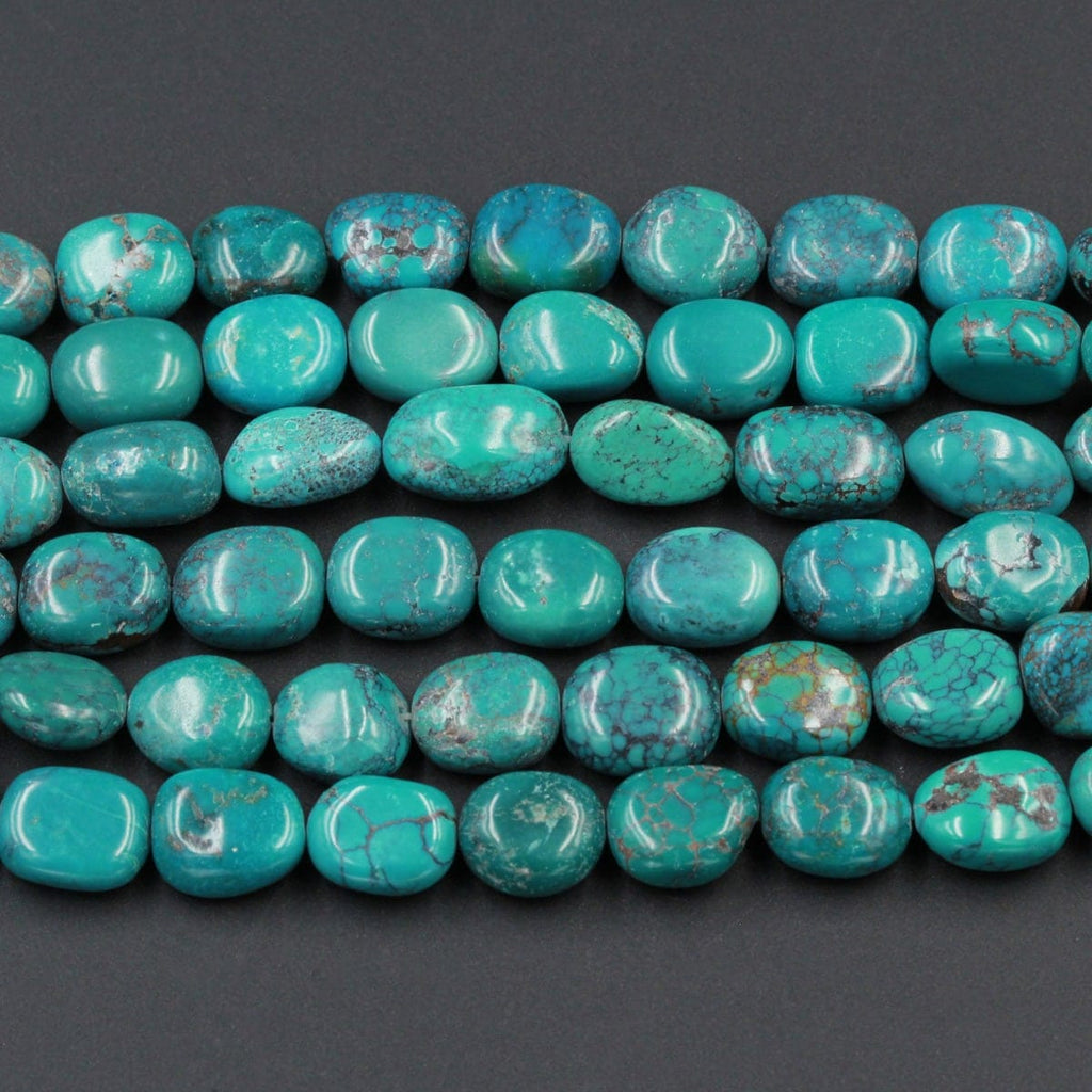 Natural Turquoise Freeform Pebble Nuggets 9mm Genuine Real Stunning Blue Turquoise Gemstone Beads 15.5" Strand