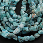 Large Natural Blue Larimar Beads Larimar Freeform Nuggets Gorgeous Blue Large Chips Nuggets Beads 16" Strand