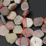 Natural Ruby Beads Corundum Beads Real Genuine Gemstone Raw Rough Multi Color Hexagon Flat Slice Nugget Hand Cut Organic Cut 15.5" Strand
