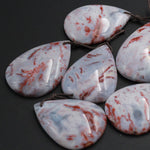 Rare Imperial Dragon Agate Pendant Drilled Teardrop Pendant Vibrant Slate Blue Red Blood Veins Stone Focal Bead