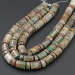 Rare Natural Large Chrysocolla in Quartz Beads Large Faceted Cylinder Barrel Drum Wheel Tube Nuggets Designer One of a Kind 16" Strand